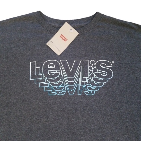 NEW Levi's 3D Logo Graphic‎ Short Sleeve Gray T-shirt Sz. L (unisex) - Picture 2 of 7